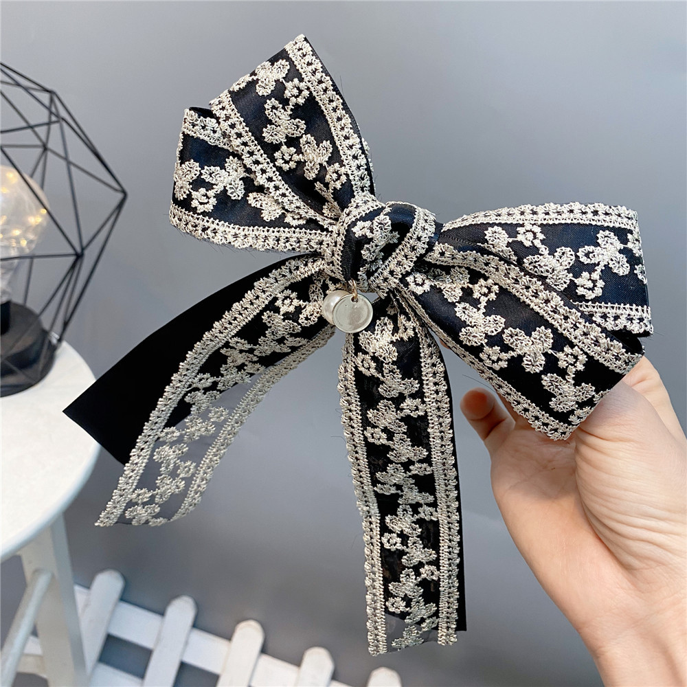 Korean Style Lace Double-layer Bow Hairpin display picture 7