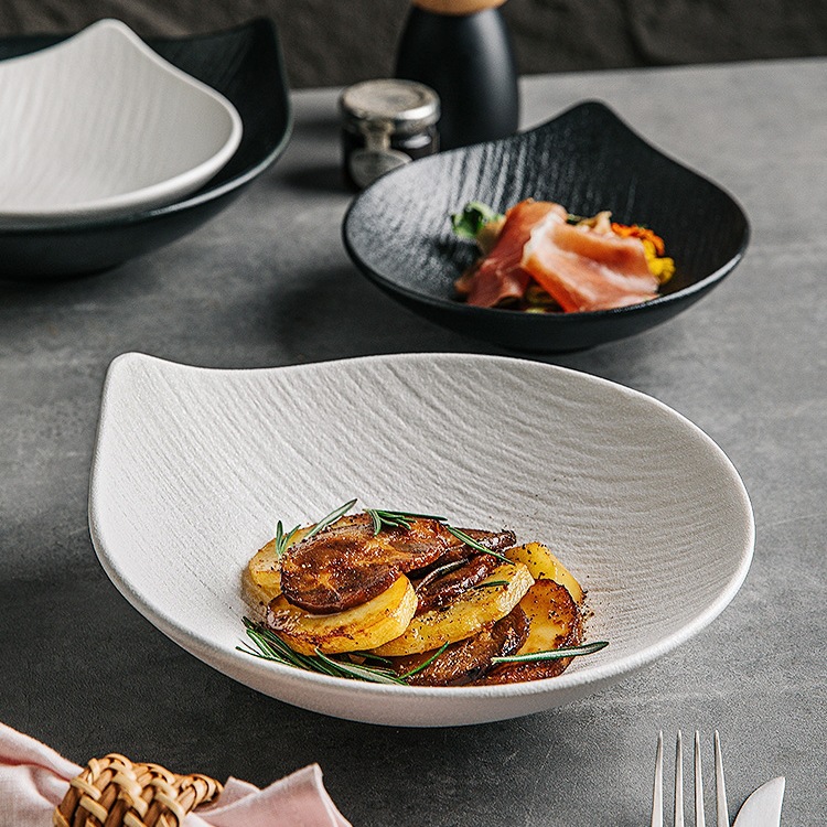 Creative Ceramic Salad Bowl, Dessert Bowl, Accessible Luxury Western Tableware, High-End Commercial Soup Plate, Internet Celebrity Ritual Dish Plate