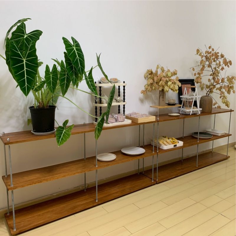 Xiaohongshu diy 同じスタイルの収納ラック無垢材リビングルームバルコニー多層収納ラックキッチンアンティークスタイル本棚フラワーラック|undefined
