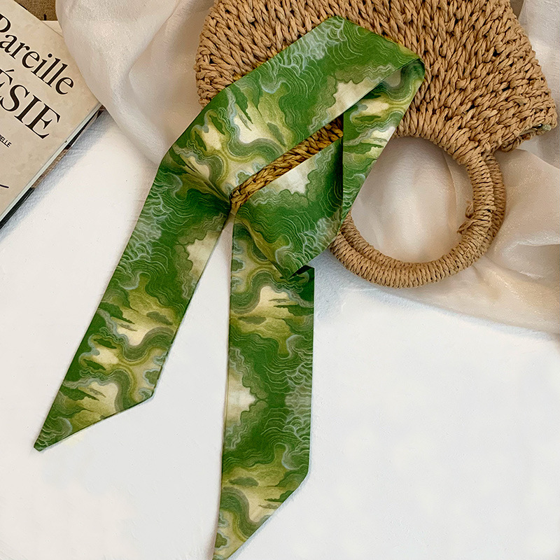 Pañuelo de seda, banda larga, sensación de alta calidad, nuevo bolso atado, decoración de cinta, bufanda, estilo antiguo, tinta, turbante, cinta para el cabello, accesorios para el cabello