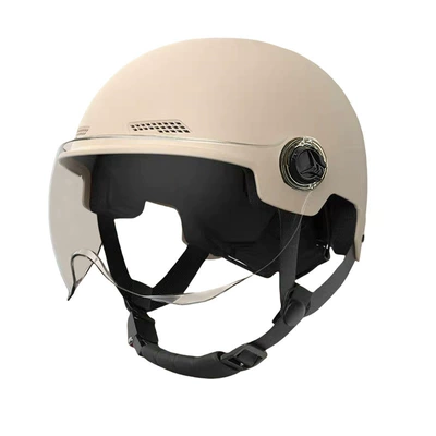 Motosiklet kaskı (dəbilqə) – Men and Women, Motorcycle Helmet for - 3c-certification-light-apricot-color-short-penetration-one-size-fits-all