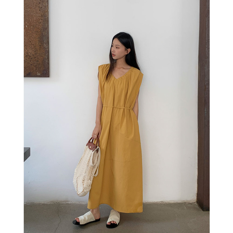 [Medium Big Sale Deal] Summer Korean Style New Puff Sleeve Dress Women's Mid-Length Skirt 12221