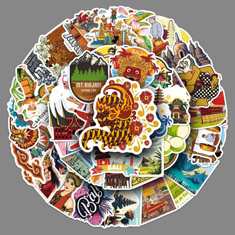 50 Indonesian Stickers Indonesia National Travel Outdoor Scenery Waterproof Decorative Stickers 50 Indonesian Stickers Indonesia National Travel Outdoor Scenery Waterproof Decorative Stickers