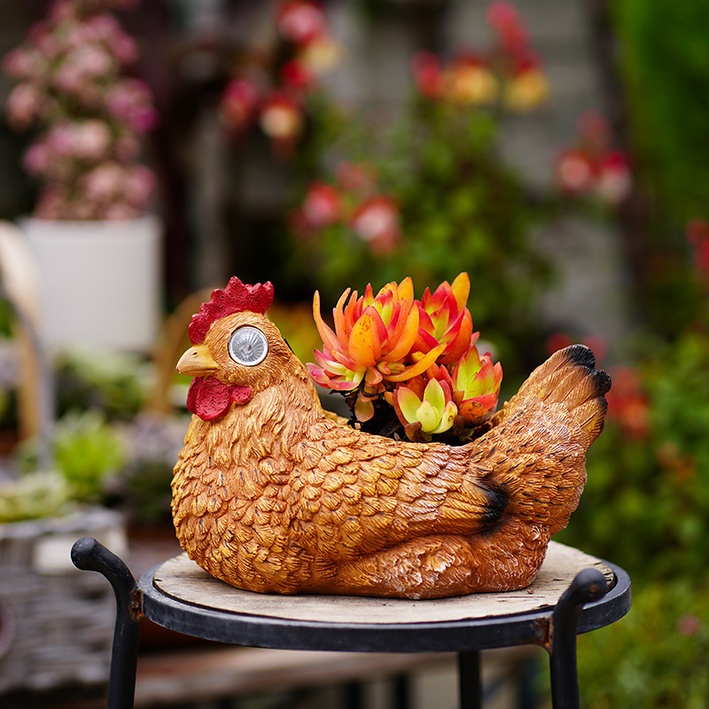 Cross-border creative mother hen small animals succulent pot courtyard landscape potted plant garden resin craft decorative ornament