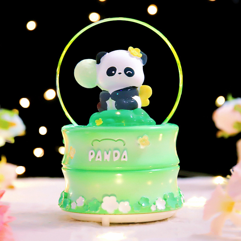 New cute cartoon panda Fubao luminous shiny glass small water ball personalized furniture decorations one-piece delivery