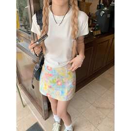 绿色碎花半身裙女早春2026新款高腰显瘦百搭短裙小个子修身包臀裙