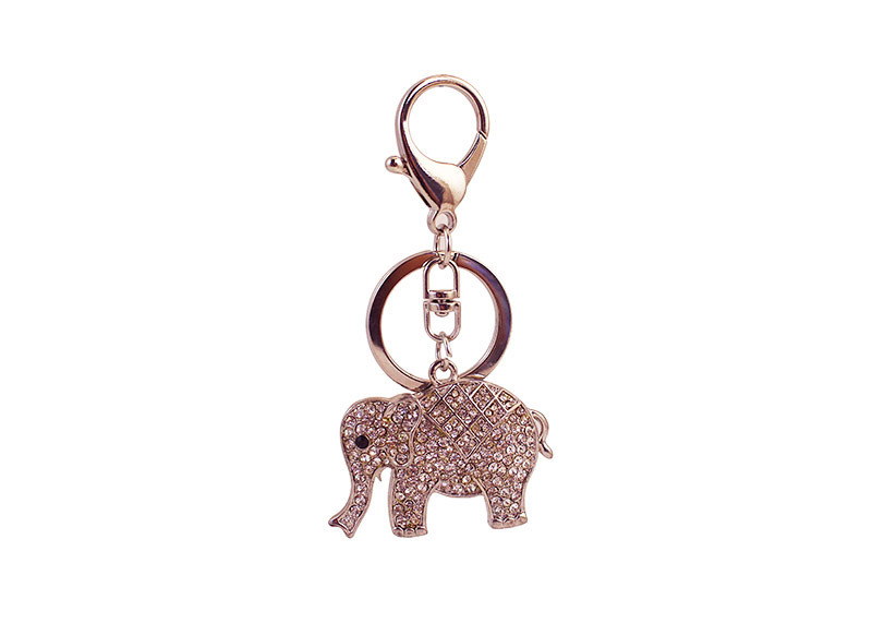 Unisex Gender Cute Elephant Zinc Alloy Plating Rhinestones Unisex Keychain