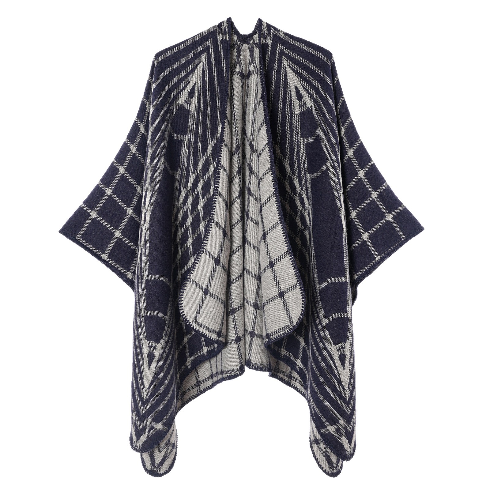 Sciarpa jacquard geometrica di lusso donna effetto cachemire_voghion.com
