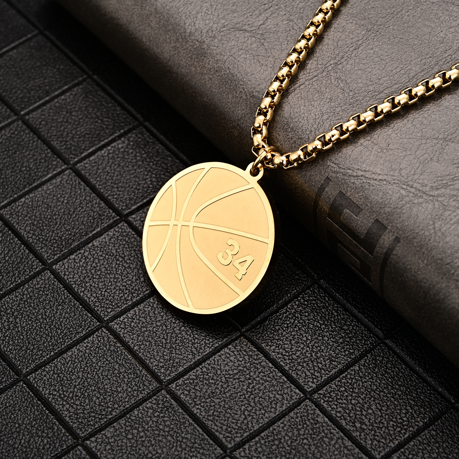 Hip-Hop Number Basketball Titanium Steel Metal Pendant Necklace_colorza_2