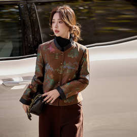 女式羽绒服2025冬季新款新中式短款提花料小立领羽绒服女 SY2718