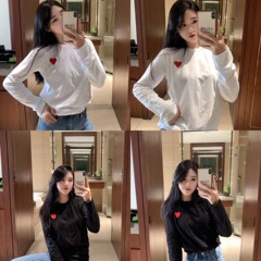外国貿易重ポンド240グラム純綿愛tシャツ刺繍女久川カップル服長袖玲保打底男