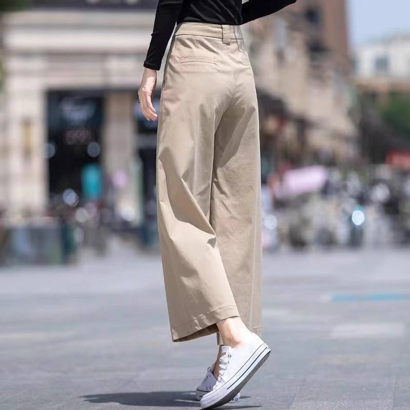 女性用テンセルワイドレッグパンツ、夏用薄手スリムハイウエストストレートパンツ、小柄な人向け、ゆったりカジュアル9点パンツ|undefined