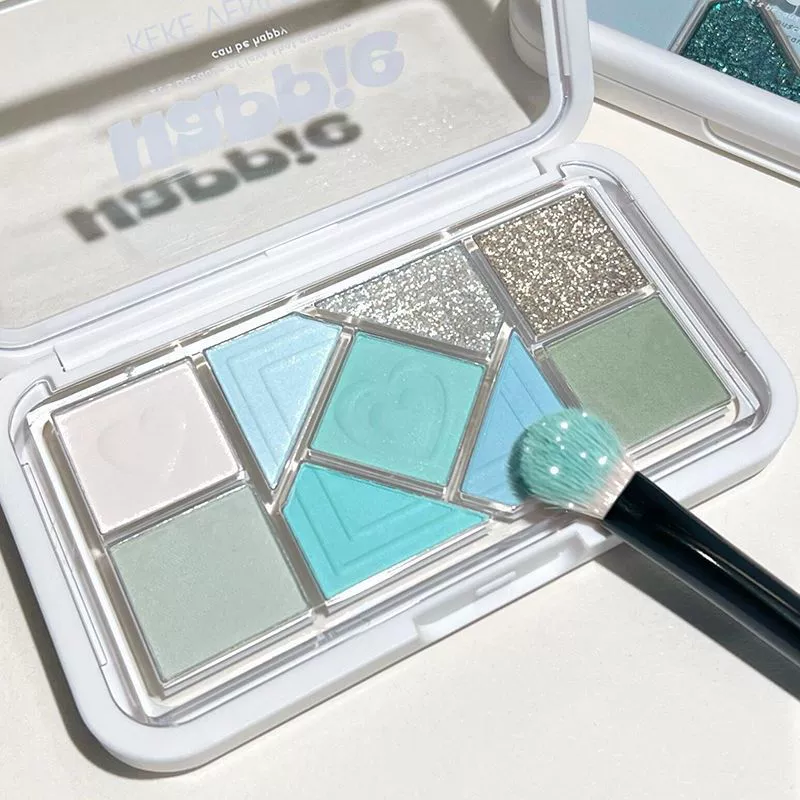 Eyeshadow palette fuchsia blue collection, matte & shimmer 8-color compact (10×6×2.5 cm)