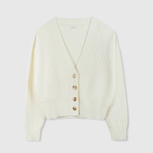 来西时尚百搭长袖针织衫纯色V领针织开衫修身显瘦6007文艺复古风