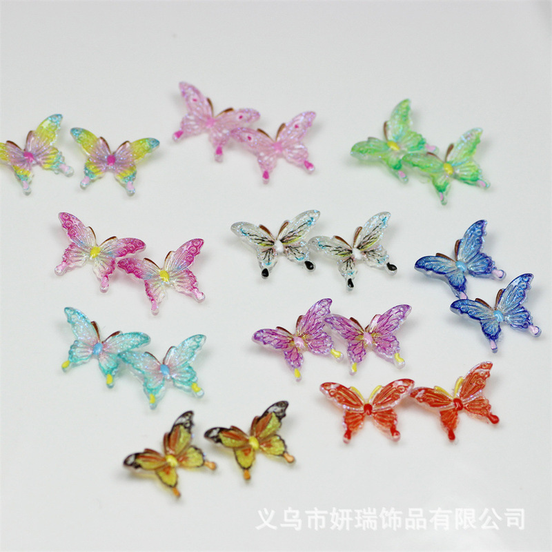 Super Fairy-Like Mini 3D Butterfly Nail Art, Approximately 12X9Mm, Glow-In-The-Dark Fairy Butterfly Flat-Bottom Resin Nail Decoration