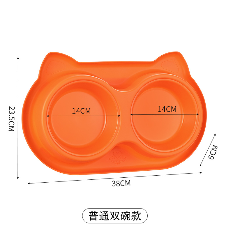 Dibujos animados anti-hormiga mascota tazón doble gato perro tazón de comida antideslizante tazón doble Teddy tazón de plástico a prueba de fugas gato tazón doble