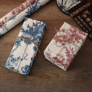 Chinese style gift wrapping paper original high-grade blue and white safflower peony Sydney paper 5 10 20 bags