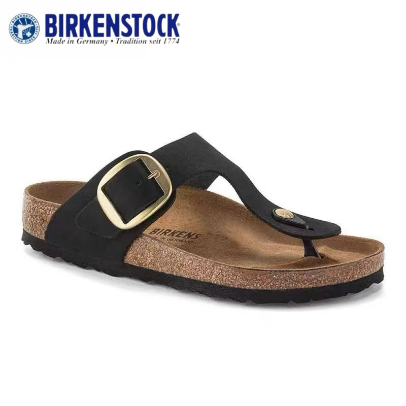 2025 Summer New Birkenbone Flip-flops Sequin Slippers Outfit Fashionable Pinch Toe Leather Cork Sole Men's and Women's Shoes