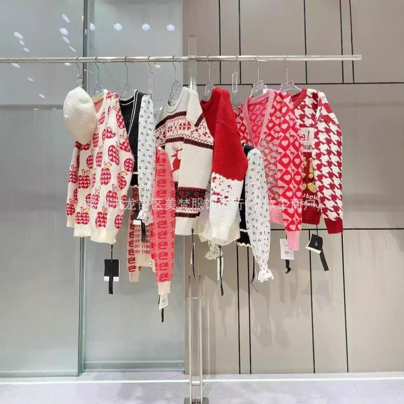 Christmas Sweater Miss Jimmy Long Sleeve Knitted Sweater 25 Jacquard Embroidery Round Neck Christmas Sweater Tail Goods Women's Clothing Wholesale