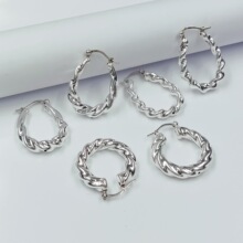 纯银925泰国清迈耳环大气简约经典波浪耳饰精致轻奢椭圆形耳圈女