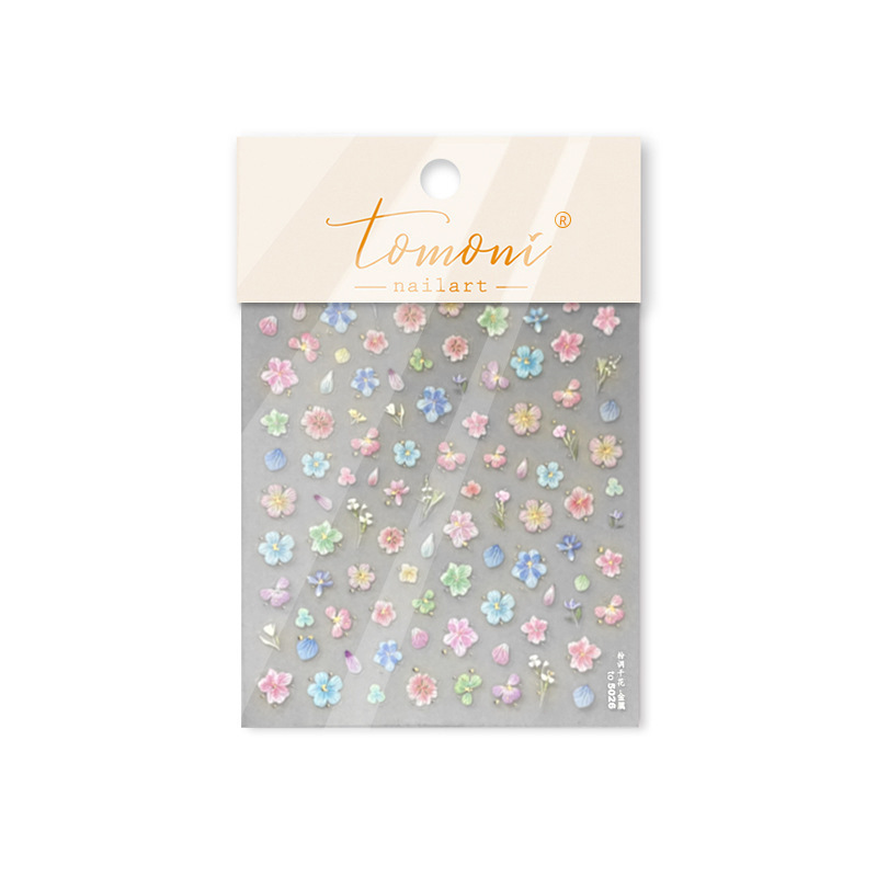 Pegatinas de uñas nuevas flores de primavera celebridades de Internet flores secas joyas de uñas pegatinas adhesivas pegatinas de uñas de todo fósforo flores de cuatro pétalos