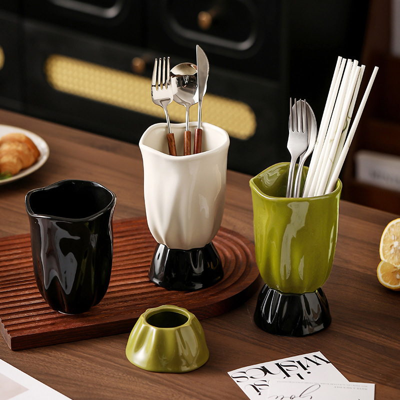 収納ラック 箸かご 多機能キッチン食器収納ラック 箸筒 セラミック排水管 箸ラック スプーン フォーク|undefined