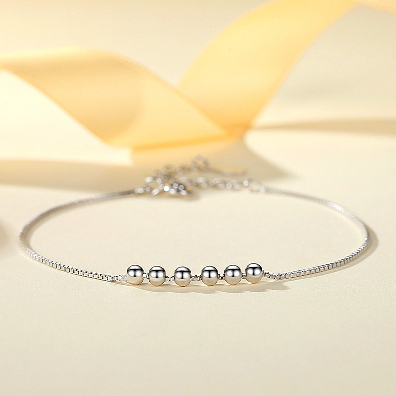 S925 plata esterlina simple ins estilo redondo pulsera de cuentas japonesas y coreanas accesorios frescos pulsera de todo fósforo venta al por mayor venta directa de la fábrica