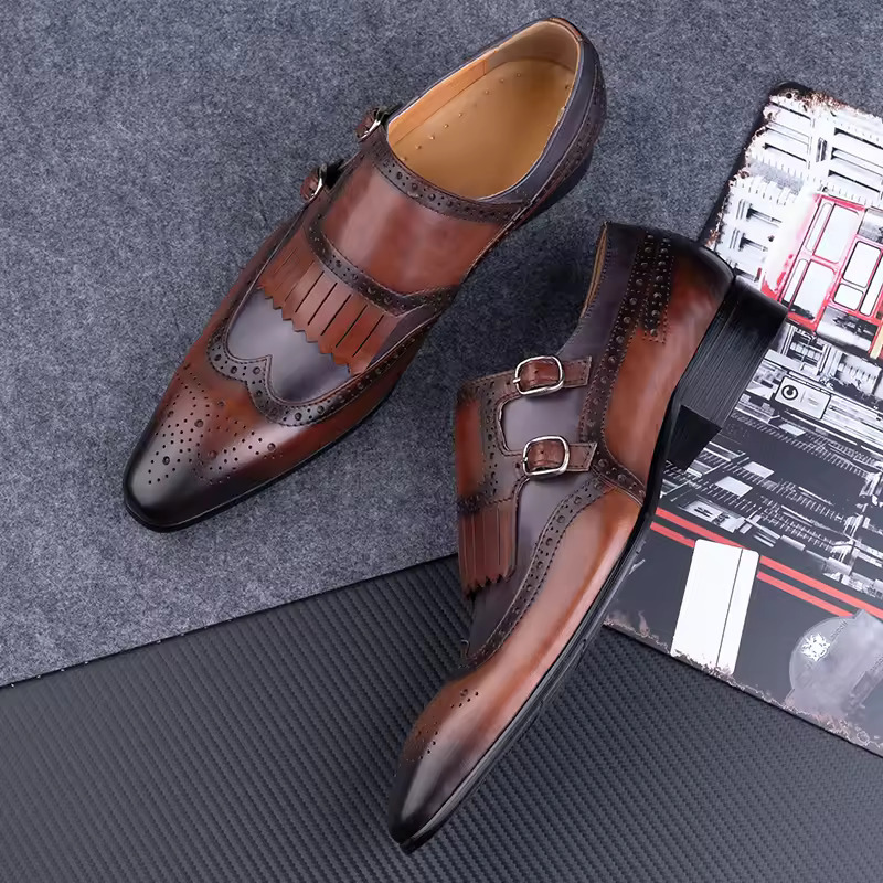 Brock office casual shoes man monk with genuine leather men's shoes everyday style formal shoes comfortable 3