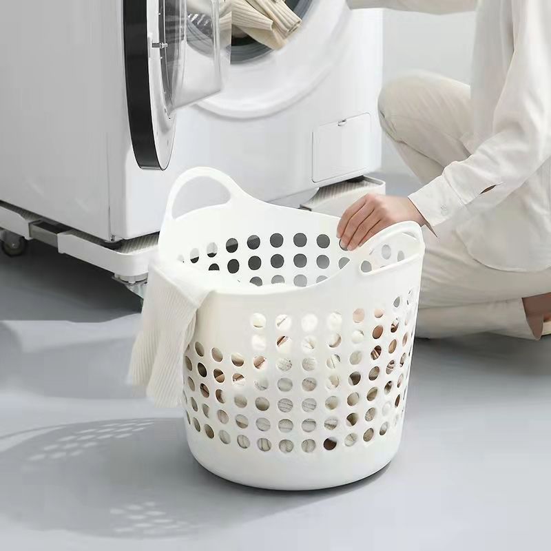 Folding Dirty Clothes Basket Household Toilet Bathroom Breathable Hollow-out Nordic Style Coat Dirty Clothes Basket Storage Basket Ins Style