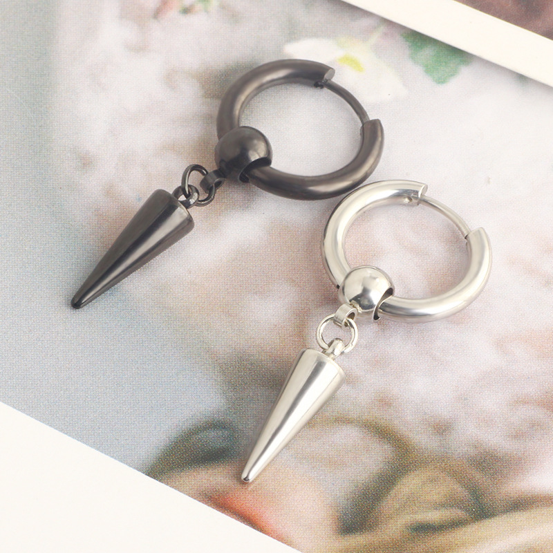 Punk Feather Stainless Steel Plating Drop Earrings 1 Piece display picture 1