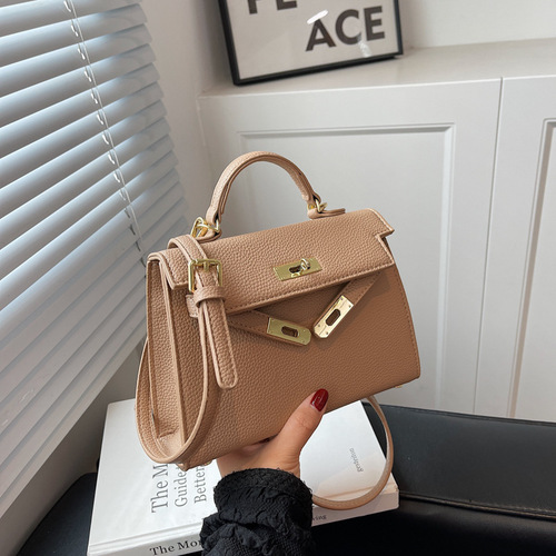 Summer Internet Celebrity Fashion Simple Birkin Bag Women's Bag  New Lock Handle Handle High Quality Single Shoulder Crossbody Bag