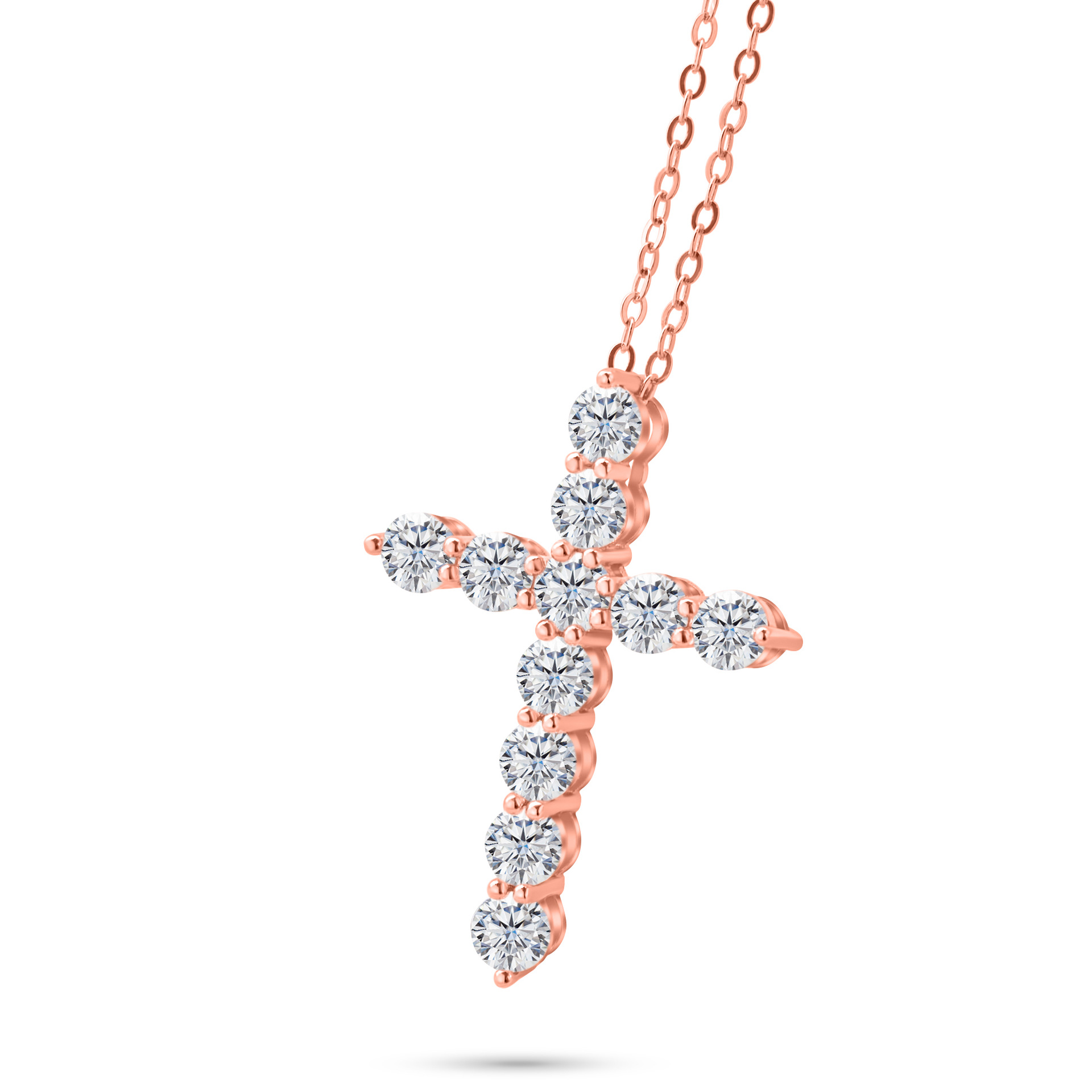 3mm - 4mm collar de cruz de color azul de piedra de mozanita de plata esterlina de lujo ligero collar clavícula colgante de cruz