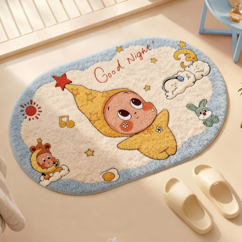 New Star-Shaped Water-Absorbent Non-Slip Bathroom Entrance Door Decorative Carpet, Thickened and Easy to Maintain