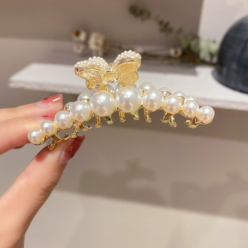 Wholesale Accessories Geometric Pearl Butterfly Hair Catch Clip Nihaojewelry display picture 3