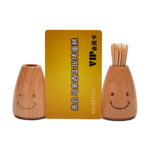 Beech Smiley Face Toothpick Barrel Mini Toothpick Barrel Cute Mini Portable Toothpick Jar Wholesale Creative Wooden Toothpick Jar