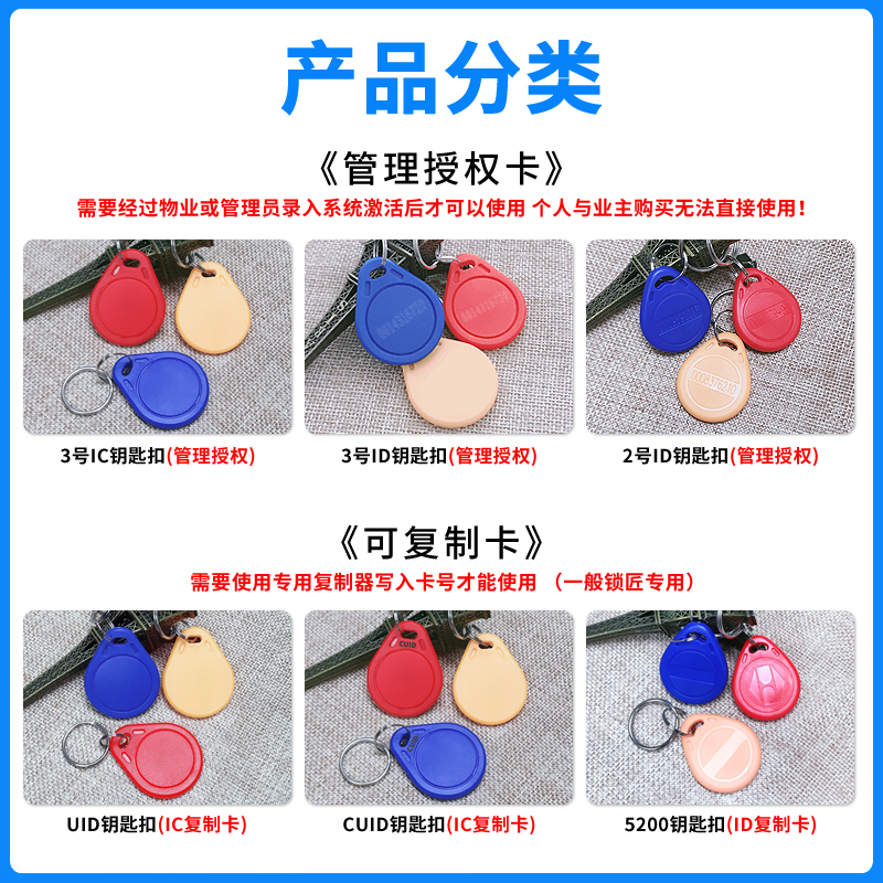 2号id卡钥匙扣模拟小区门禁卡智能锁感应卡cuid可复制卡ic卡定 制