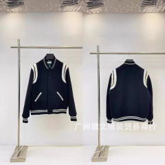 高版本23SS秋冬经典SLP风格棒球服夹克外套男女同款羊毛真皮夹克