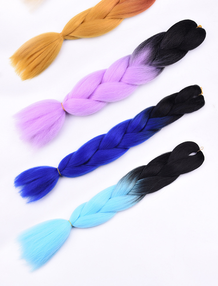 Synthetisches Flechthaar Hitzebeständige Matte Farbverlauf Perücke_voghion.com