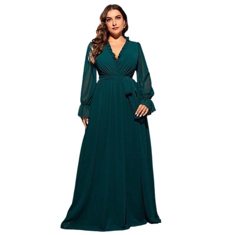 Otoño nuevo vestido de chiffon de mujer larga arena de vacaciones de playa super flauta delgada vestido largo al por mayor