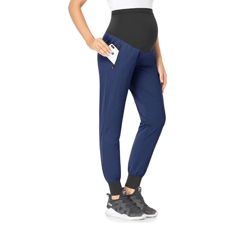 Factory direct in stock cross-border supply elastic pants with pocket zipper maternity pants