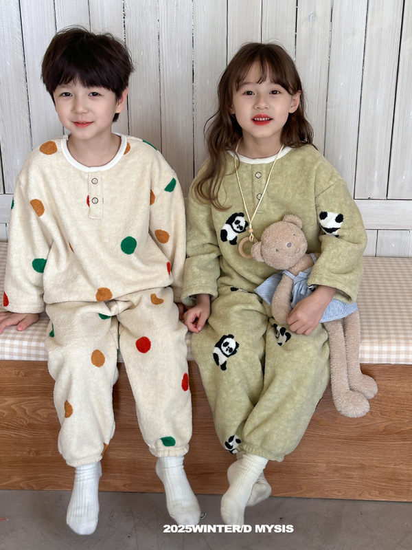 25冬装韩版雪莉绒保暖家居服中大童套装儿童卡通内衣睡衣加厚可爱|undefined