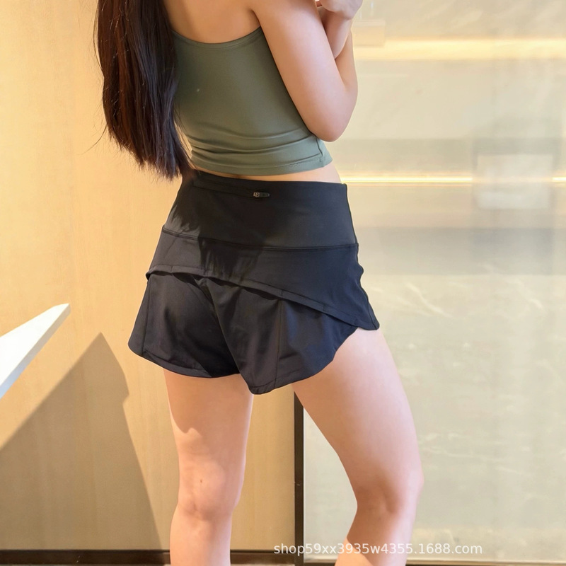 Lulu Style Summer Yoga Cool High-Waisted Shorts 2.5inch Women's Loose Wide-Leg Breathable Youthful Drapey Shorts