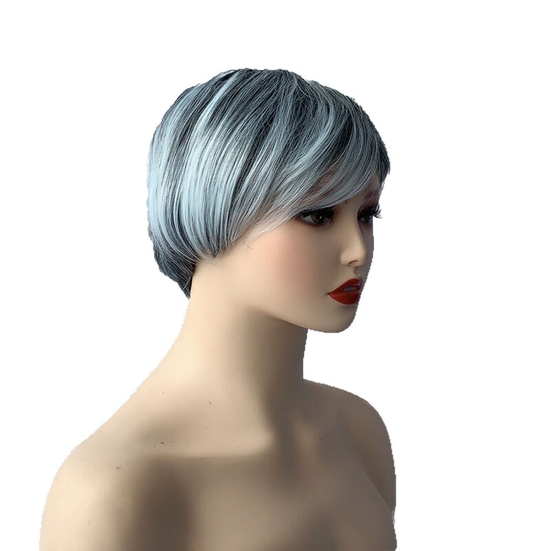 アマゾンクロスボーダーショートヘア中高年用ヘッドセットおばあちゃんかつら化繊ヘッドセット安定工場卸売り|undefined