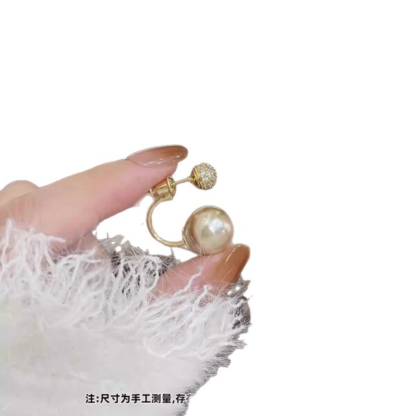 Burgundy fashionable demi-season earrings from pearl