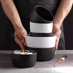 陶器のボウル 家庭用ご飯茶碗 スープボウル 和風ボウル 麺ボウル フルーツボウル オートミールボウル シンプルな白磁のつや消し質感