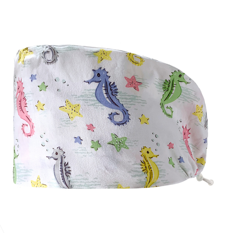 Algodón puro impreso casquillo de la enfermera tapa médica hogar tapa de la cocina aceite de catering a prueba de humo anti-pelo sombrero de trabajo de la enfermera