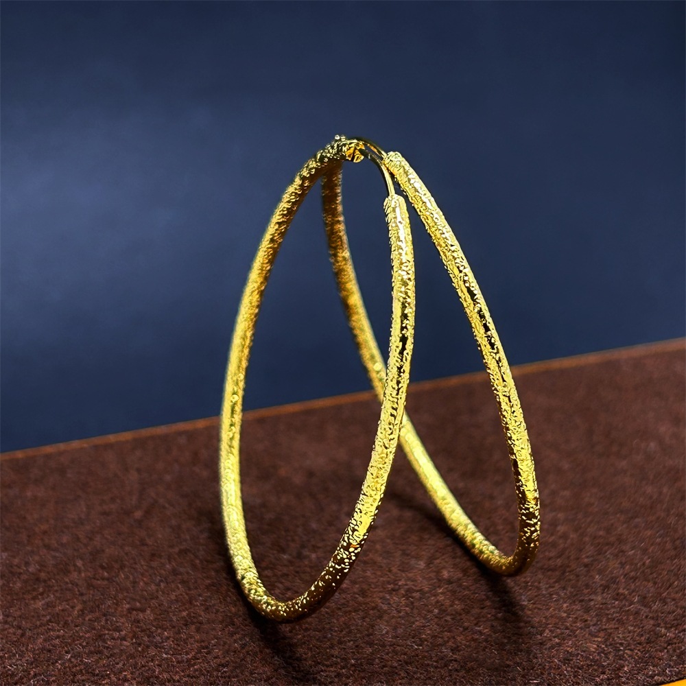 European and American Geometric Ear Ring Women's Simple Cold Style Copper Gold Plated Frosted Earrings Sand Gold Earrings Foreign Trade Jewelry