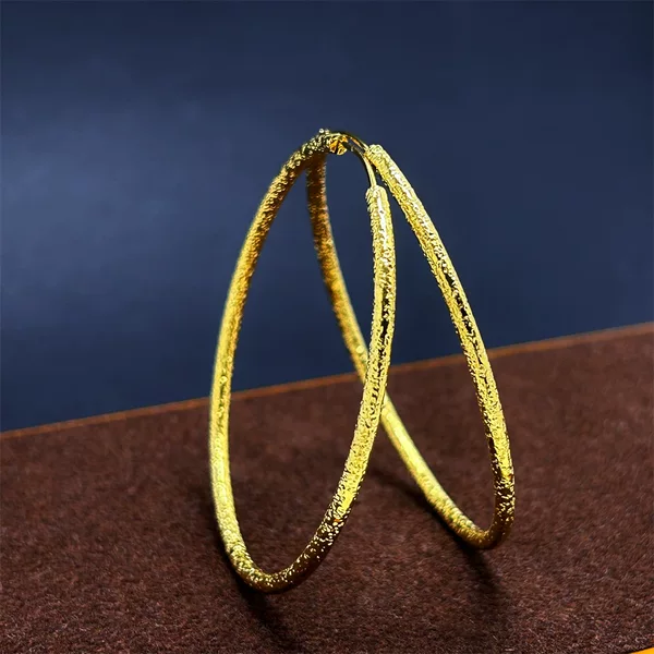 European and American Geometric Ear Ring Women's Simple Cold Style Copper Gold Plated Frosted Earrings Sand Gold Earrings Foreign Trade Jewelry