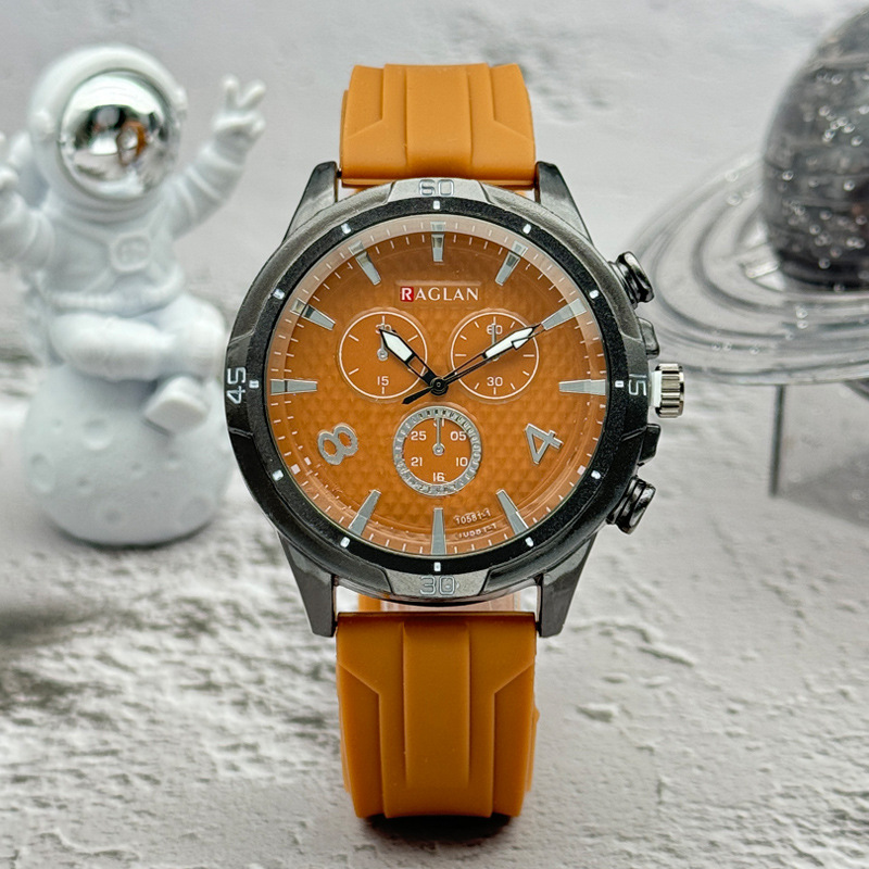 クロスボーダー外国貿易新型ファッションファッション男性腕時計学生レジャースポーツシリコンテープ大文字板石英時計男