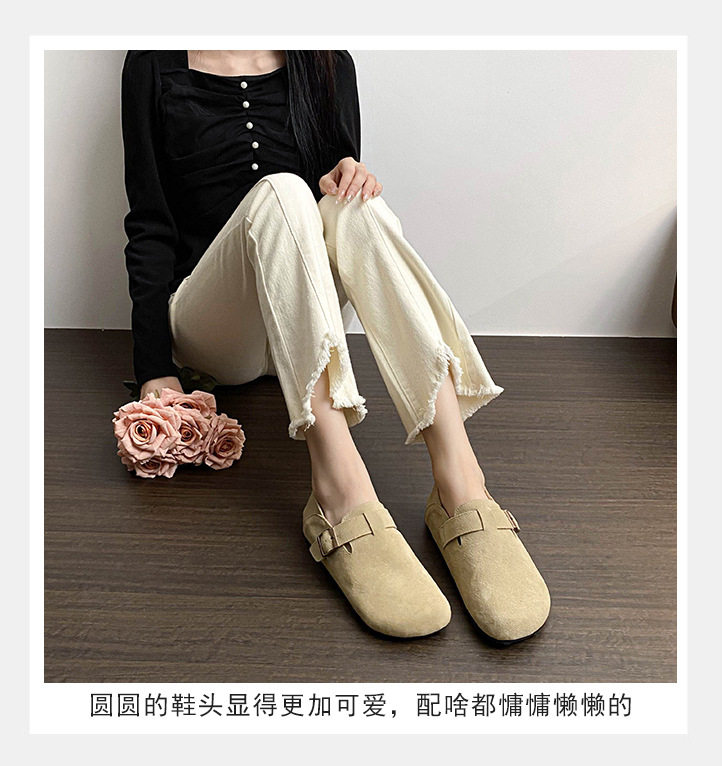 Giày lười da bò bít mũi quai hậu có khóa, đế cao 3 cm — Màu caramel, Màu mơ, Màu nâu đậm chi tiết 11
